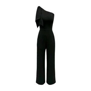 Dress the Population Tiffany One-Shoulder Stretch Jumpsuit Black Sz M NEW! $248